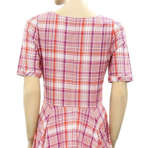 No.6 Paola Circle Plaid & Check Printed Fit & Flare Midi Dress S - Picture 10 of 10